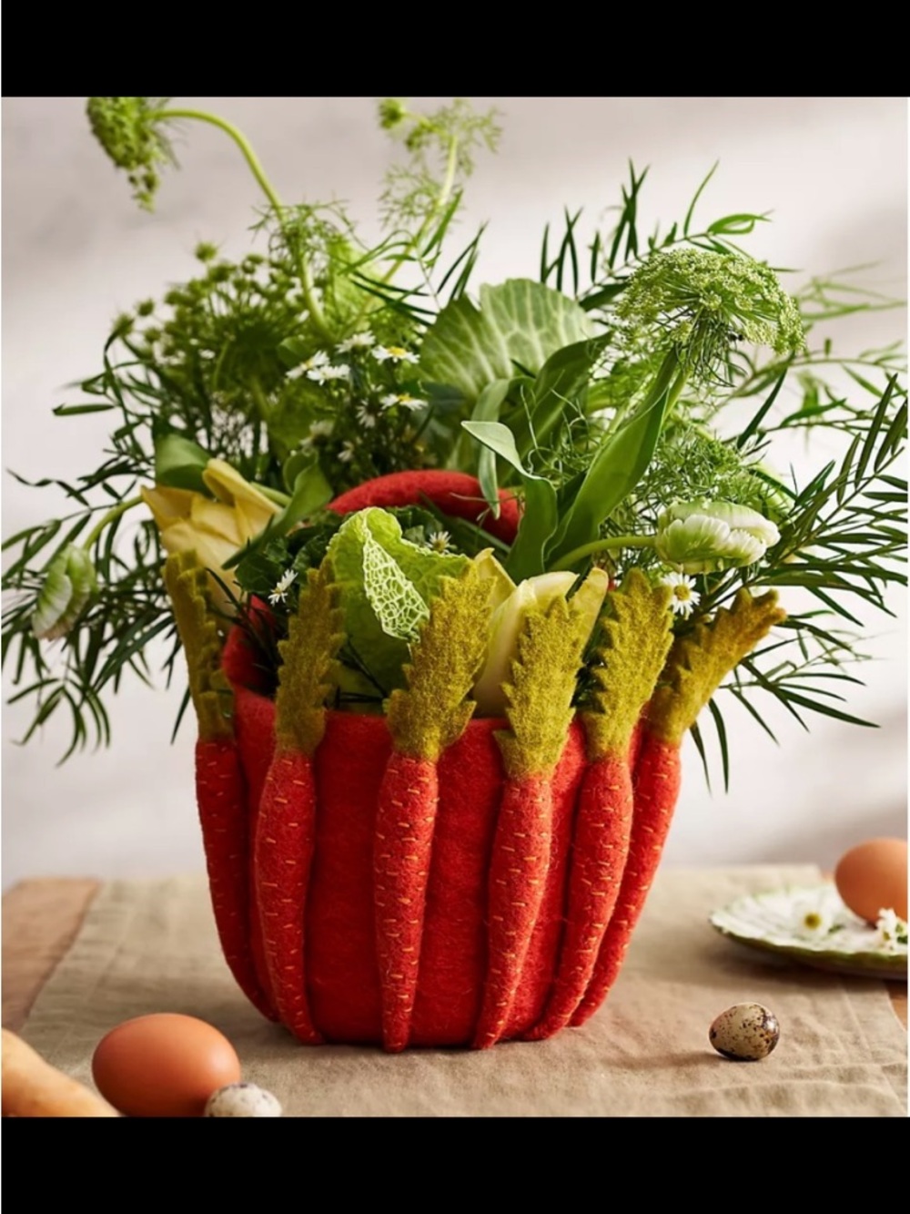 Anthropologie Terrain Felted Carrot Basket
